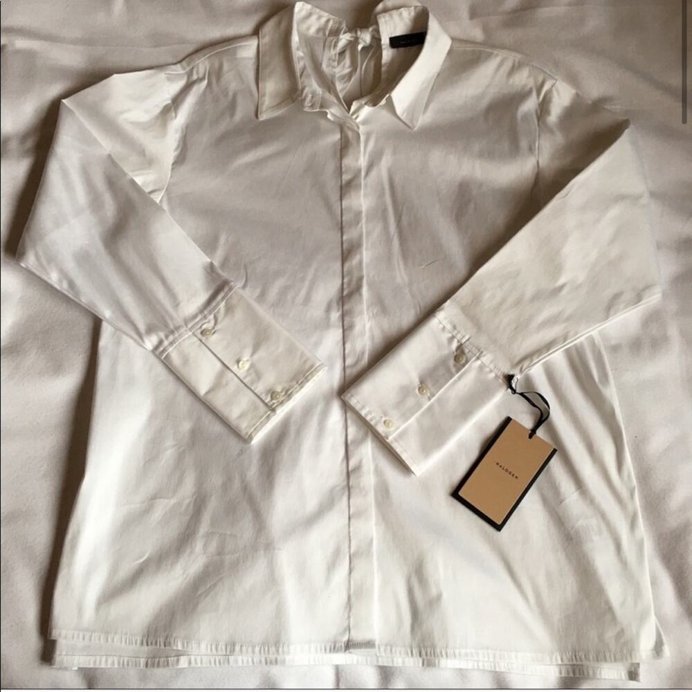 Halogen back bow long sleeve blouse dress shirt
